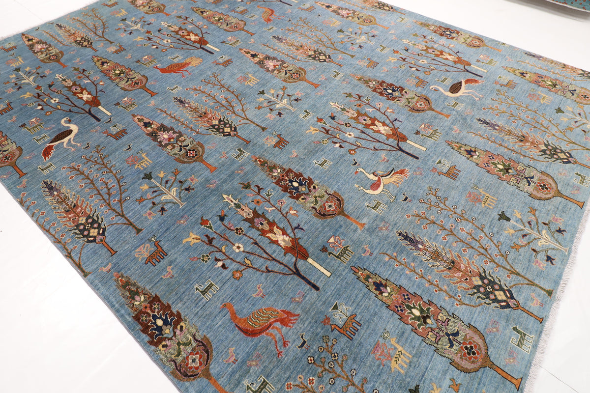 279 x 360 cm | Birds tree Design Hand Knotted veg Dye Wool Afghan Carpet