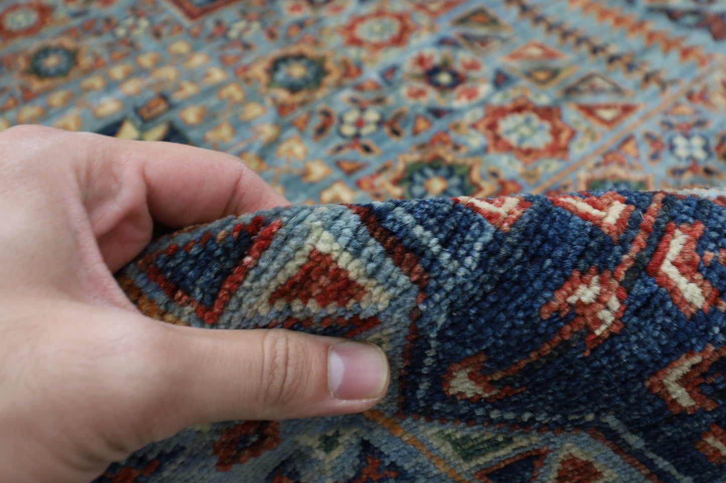 247 x 350 cm | Oriental Mamluk Gray Area Rug Afghan Hand Knotted Veg Dye Wool carpet