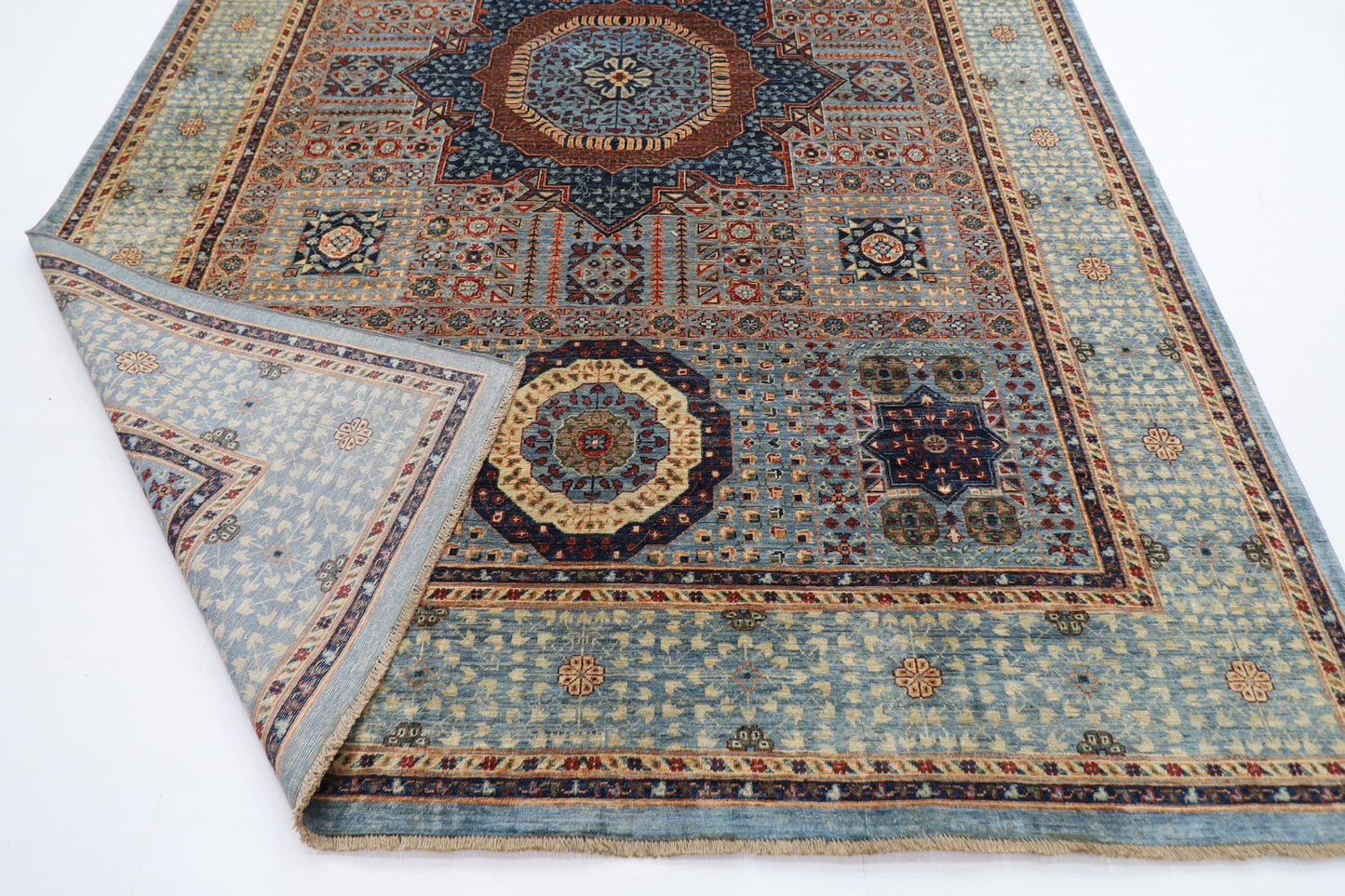 247 x 350 cm | Oriental Mamluk Gray Area Rug Afghan Hand Knotted Veg Dye Wool carpet