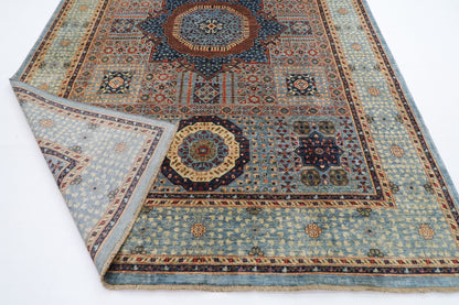 247 x 350 cm | Oriental Mamluk Gray Area Rug Afghan Hand Knotted Veg Dye Wool carpet