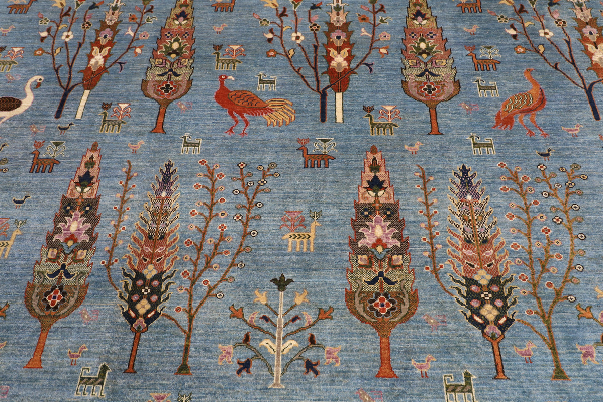 279 x 360 cm | Birds tree Design Hand Knotted veg Dye Wool Afghan Carpet