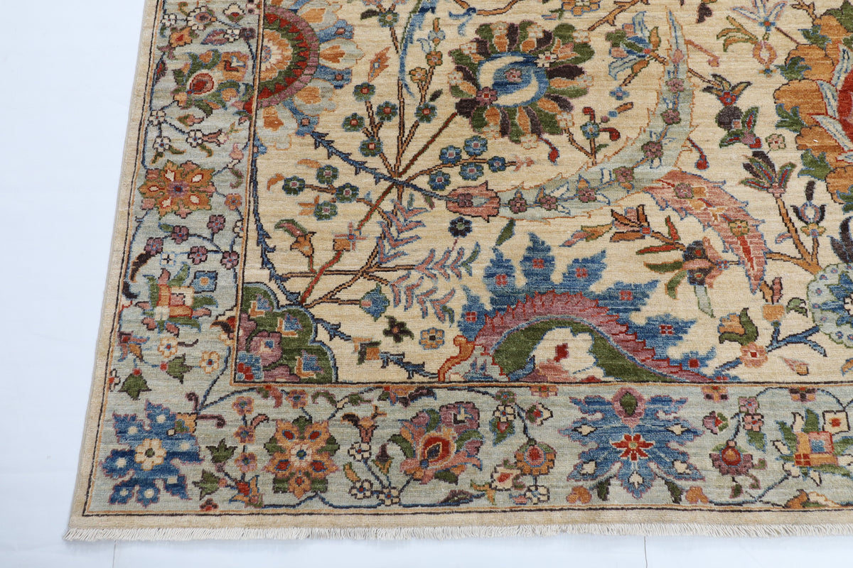 275 x 368 cm | Bidjar beige Design Hand Knotted veg Dye Wool Afghan Carpet