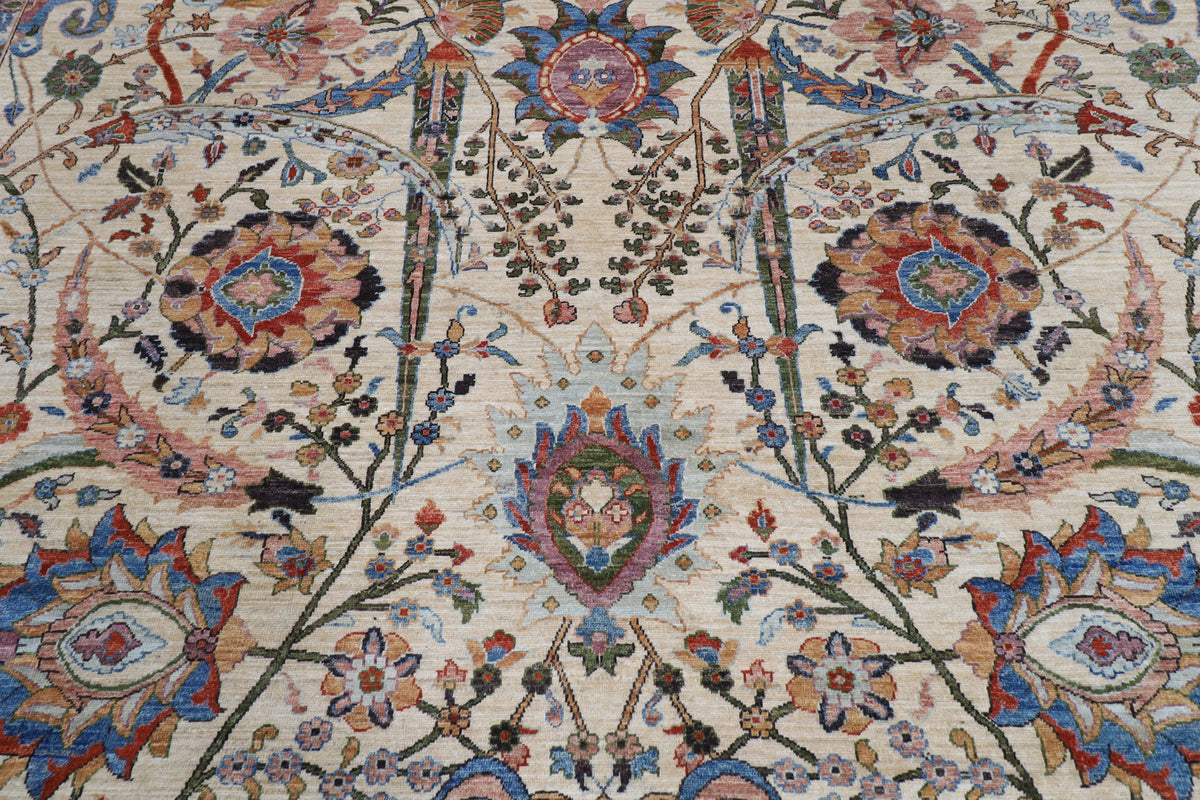 275 x 368 cm | Bidjar beige Design Hand Knotted veg Dye Wool Afghan Carpet
