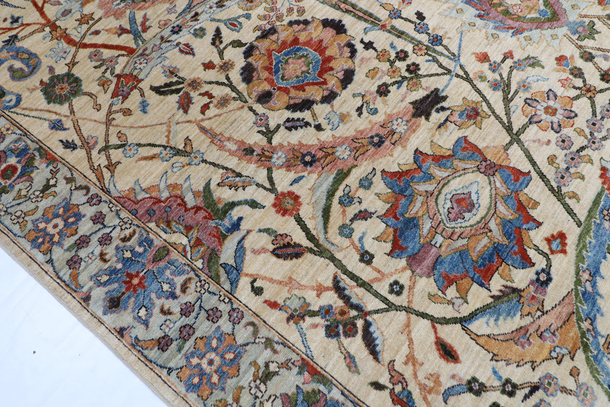 275 x 368 cm | Bidjar beige Design Hand Knotted veg Dye Wool Afghan Carpet