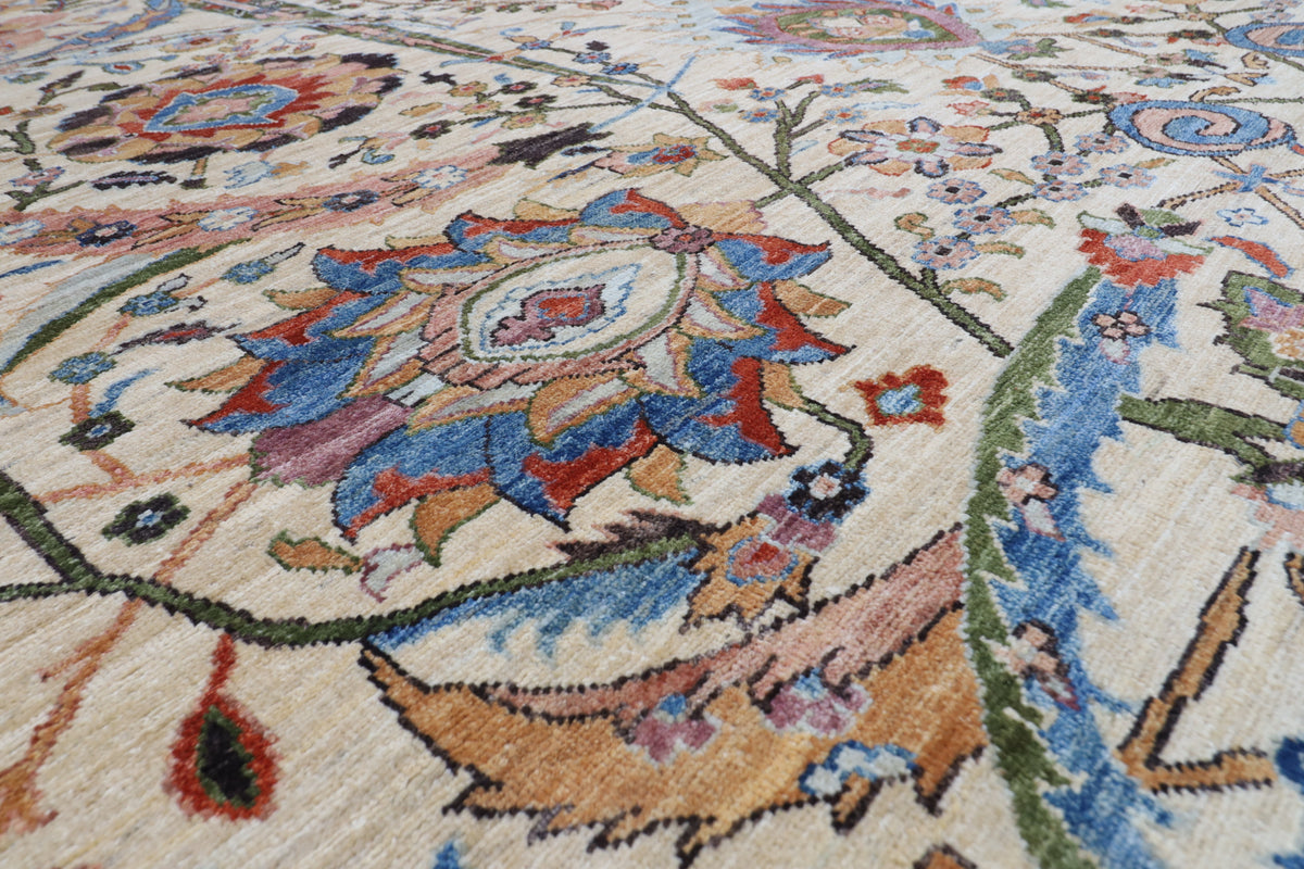 275 x 368 cm | Bidjar beige Design Hand Knotted veg Dye Wool Afghan Carpet