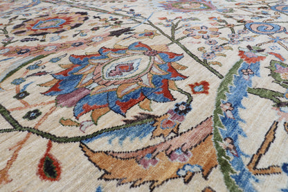 275 x 368 cm | Bidjar beige Design Hand Knotted veg Dye Wool Afghan Carpet