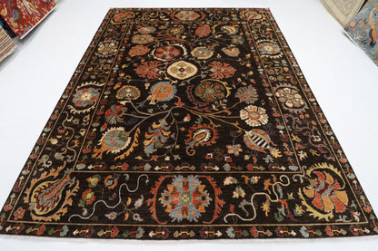 248 x 302 cm | Oriental Suzani Brown Area Rug Afghan Hand Knotted Veg Dye Wool carpet