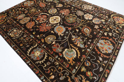 248 x 302 cm | Oriental Suzani Brown Area Rug Afghan Hand Knotted Veg Dye Wool carpet