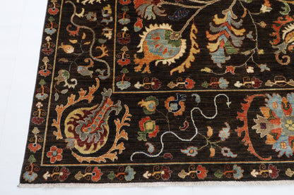 248 x 302 cm | Oriental Suzani Brown Area Rug Afghan Hand Knotted Veg Dye Wool carpet