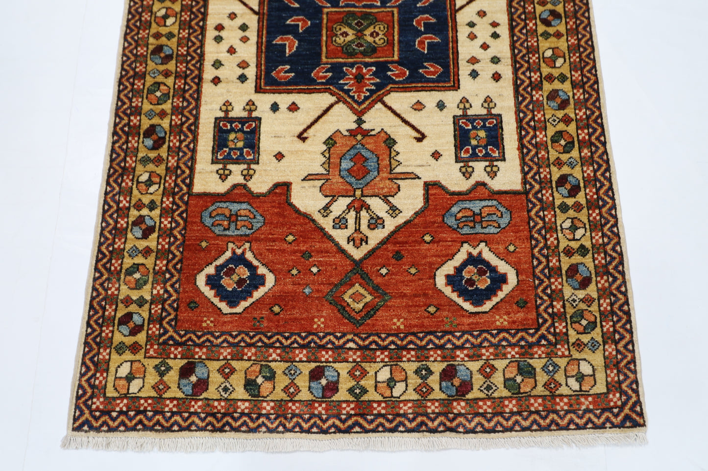 98 x 149 cm | Beige Area Afghan Tribal Hand Knotted Wool Carpet