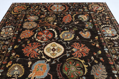 248 x 302 cm | Oriental Suzani Brown Area Rug Afghan Hand Knotted Veg Dye Wool carpet