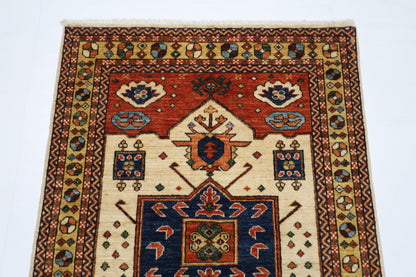 98 x 149 cm | Beige Area Afghan Tribal Hand Knotted Wool Carpet