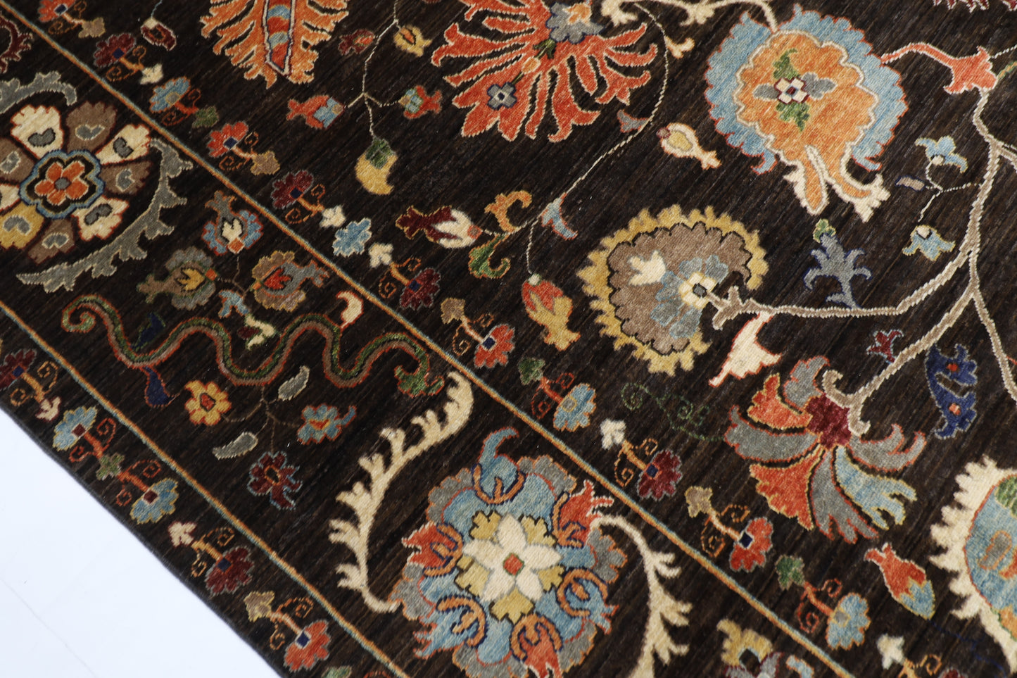 248 x 302 cm | Oriental Suzani Brown Area Rug Afghan Hand Knotted Veg Dye Wool carpet