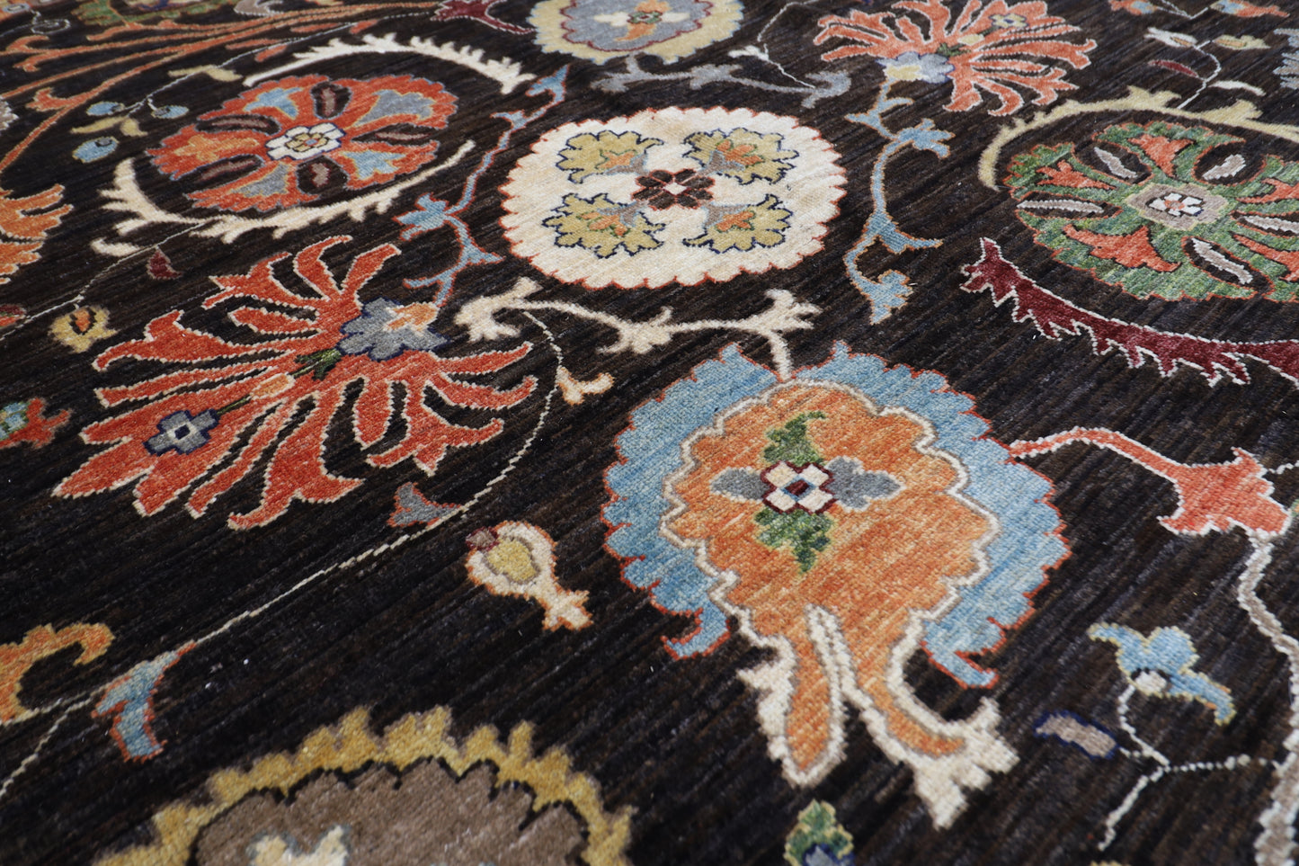 248 x 302 cm | Oriental Suzani Brown Area Rug Afghan Hand Knotted Veg Dye Wool carpet