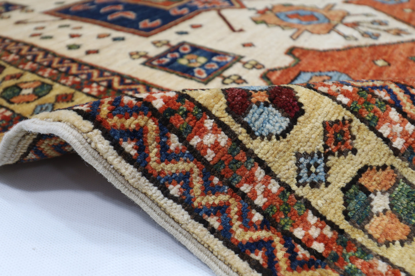 98 x 149 cm | Beige Area Afghan Tribal Hand Knotted Wool Carpet
