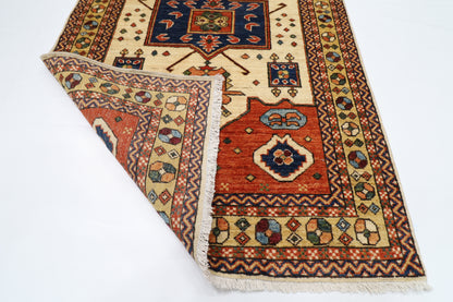 98 x 149 cm | Beige Area Afghan Tribal Hand Knotted Wool Carpet