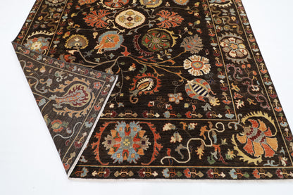 248 x 302 cm | Oriental Suzani Brown Area Rug Afghan Hand Knotted Veg Dye Wool carpet