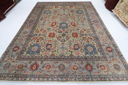 274 x 359 cm | Serapi Olive Green Design Hand Knotted veg Dye Wool Afghan Carpet