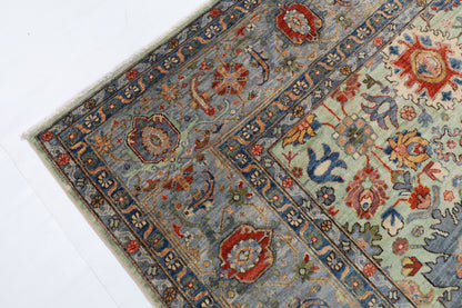 274 x 359 cm | Serapi Olive Green Design Hand Knotted veg Dye Wool Afghan Carpet