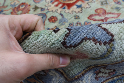 274 x 359 cm | Serapi Olive Green Design Hand Knotted veg Dye Wool Afghan Carpet