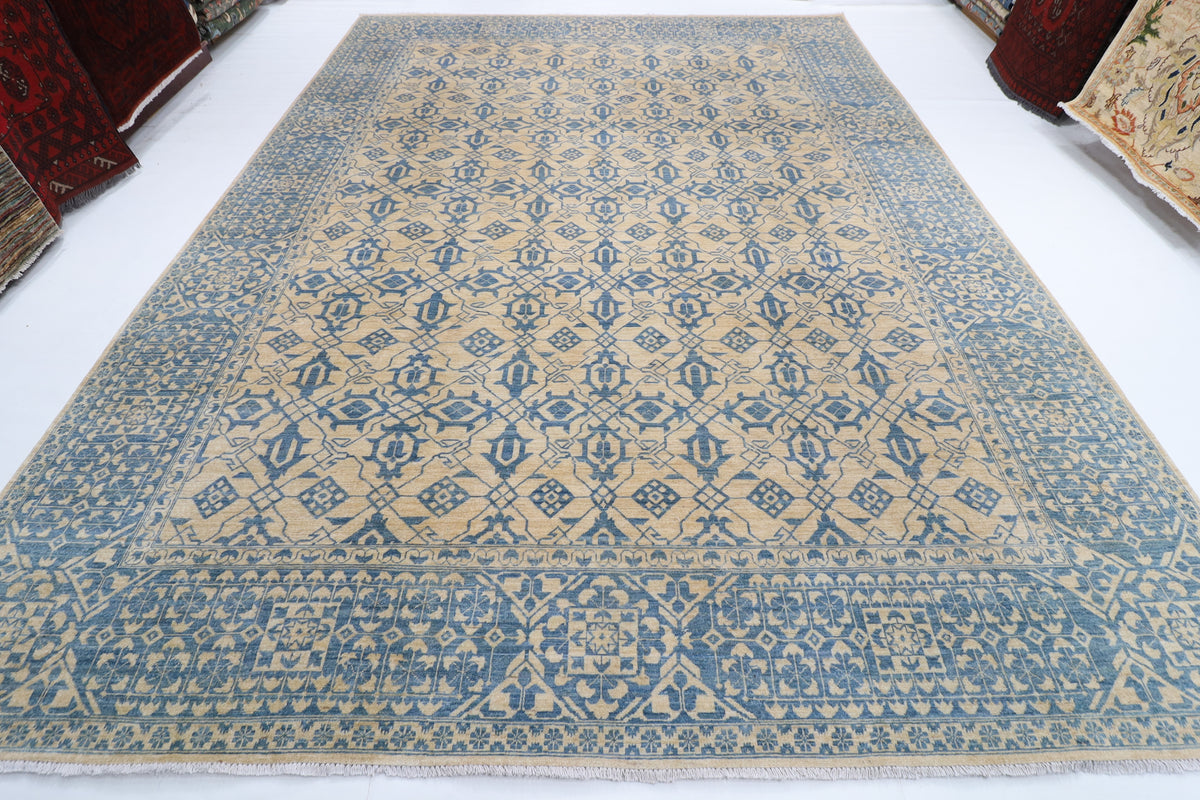305 x 413 cm | Mamluk beige Design Hand Knotted veg Dye Wool Afghan Carpet