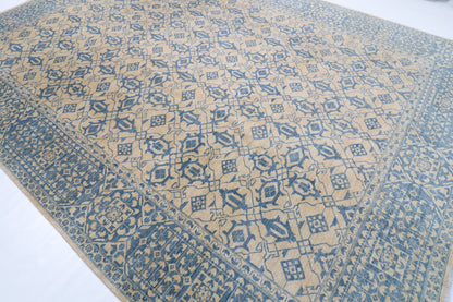 305 x 413 cm | Mamluk beige Design Hand Knotted veg Dye Wool Afghan Carpet