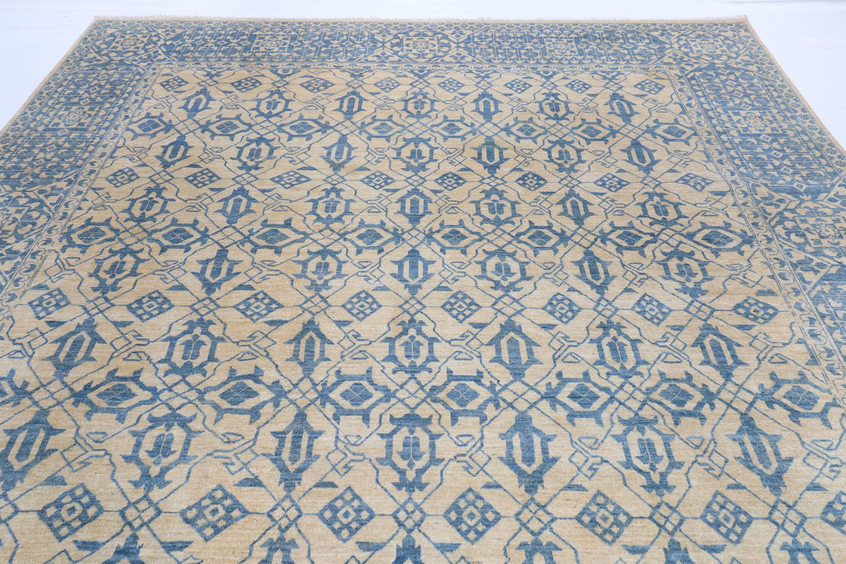 305 x 413 cm | Mamluk beige Design Hand Knotted veg Dye Wool Afghan Carpet