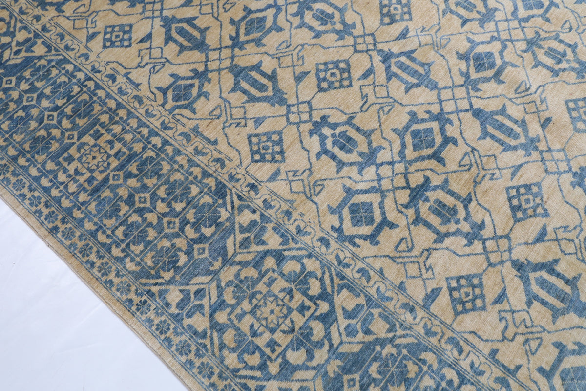 305 x 413 cm | Mamluk beige Design Hand Knotted veg Dye Wool Afghan Carpet