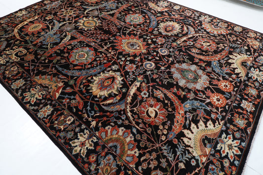 277 x 363 cm | Bidjar Black Design Hand Knotted veg Dye Wool Afghan Carpet