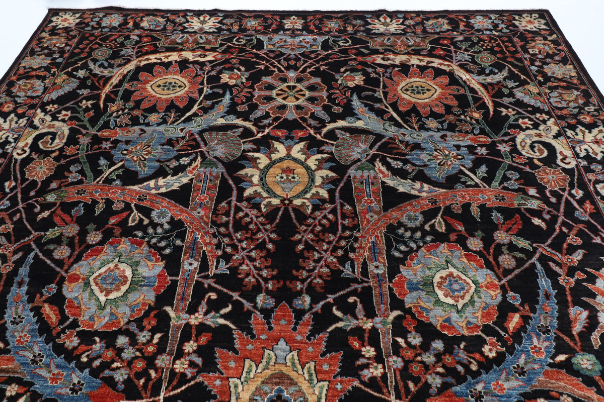 277 x 363 cm | Bidjar Black Design Hand Knotted veg Dye Wool Afghan Carpet