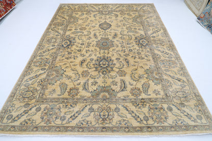 240 x 308 cm | Oriental Floral Beige Area Rug Afghan Hand Knotted Veg Dye Wool carpet