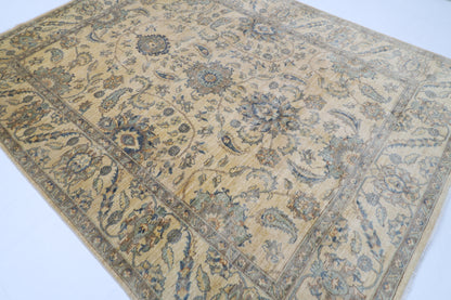 240 x 308 cm | Oriental Floral Beige Area Rug Afghan Hand Knotted Veg Dye Wool carpet