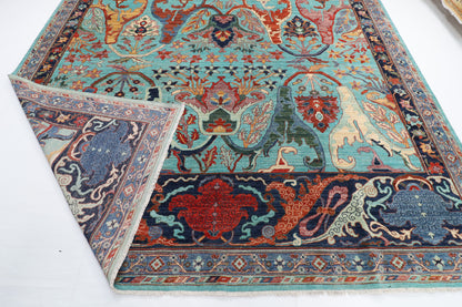 302 x 421 cm | kawros Turquoise Design Hand Knotted veg Dye Wool Afghan Carpet