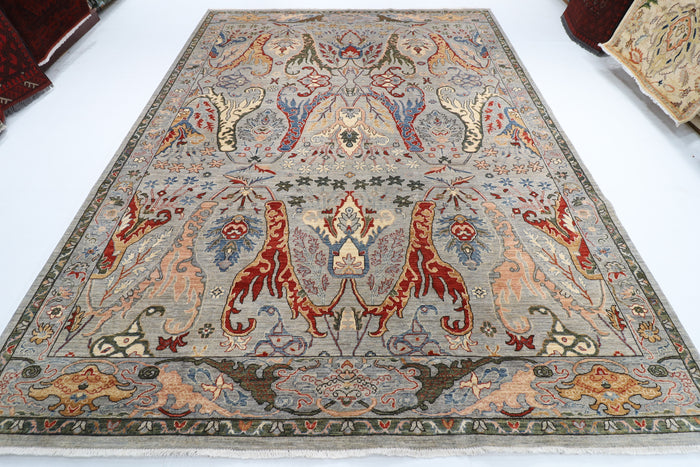 272 x 362 cm | kawros Gray Design Hand Knotted veg Dye Wool Afghan Carpet