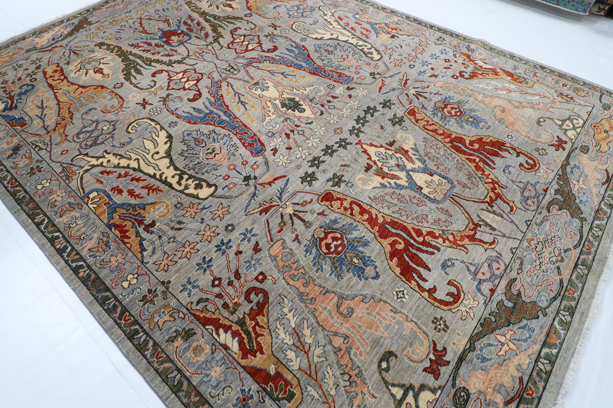 272 x 362 cm | kawros Gray Design Hand Knotted veg Dye Wool Afghan Carpet