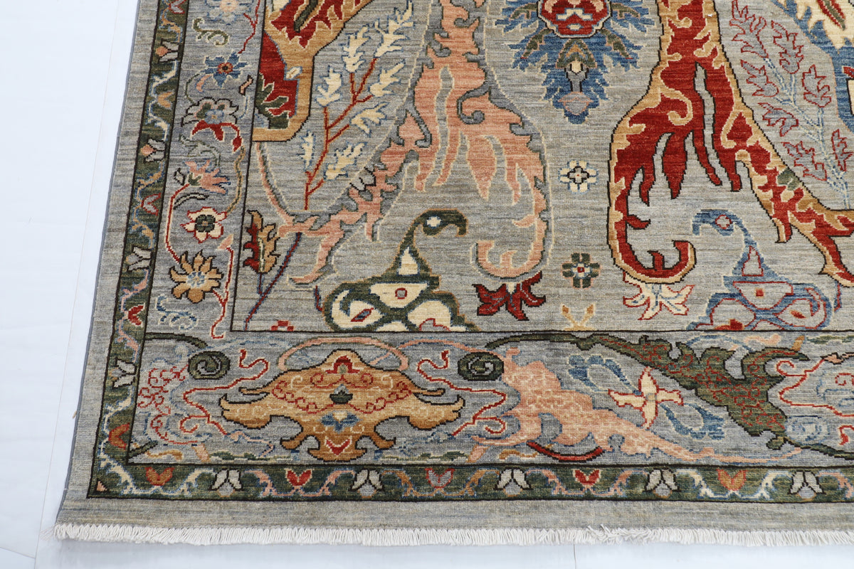 272 x 362 cm | kawros Gray Design Hand Knotted veg Dye Wool Afghan Carpet