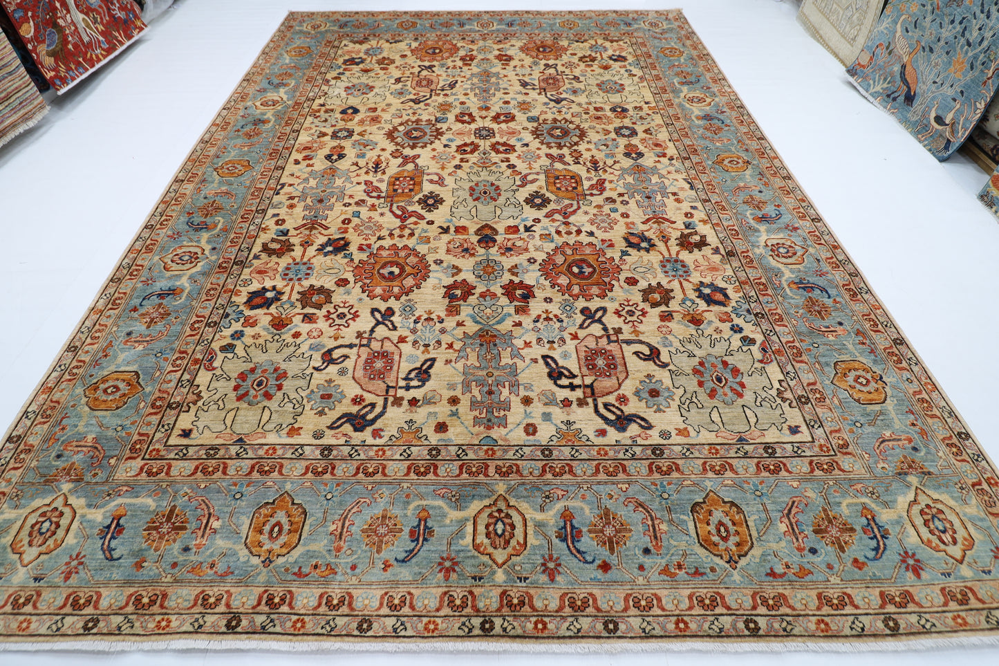 272 x 383 cm | Oriental Bidjar Beige Area Rug Afghan Hand Knotted Veg Dye Wool carpet