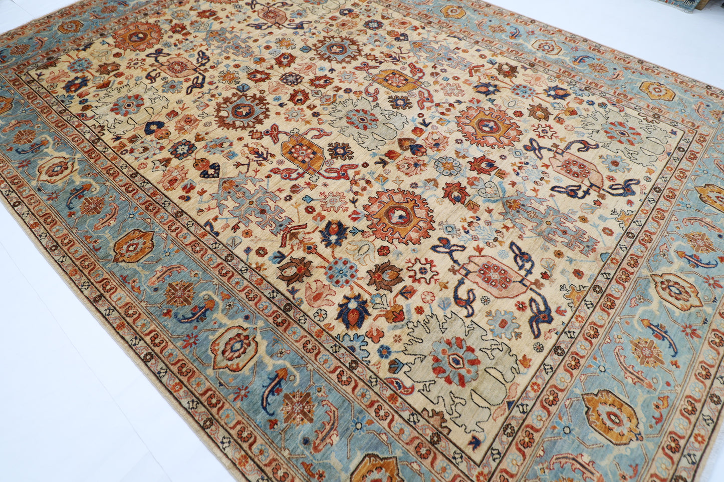 272 x 383 cm | Oriental Bidjar Beige Area Rug Afghan Hand Knotted Veg Dye Wool carpet