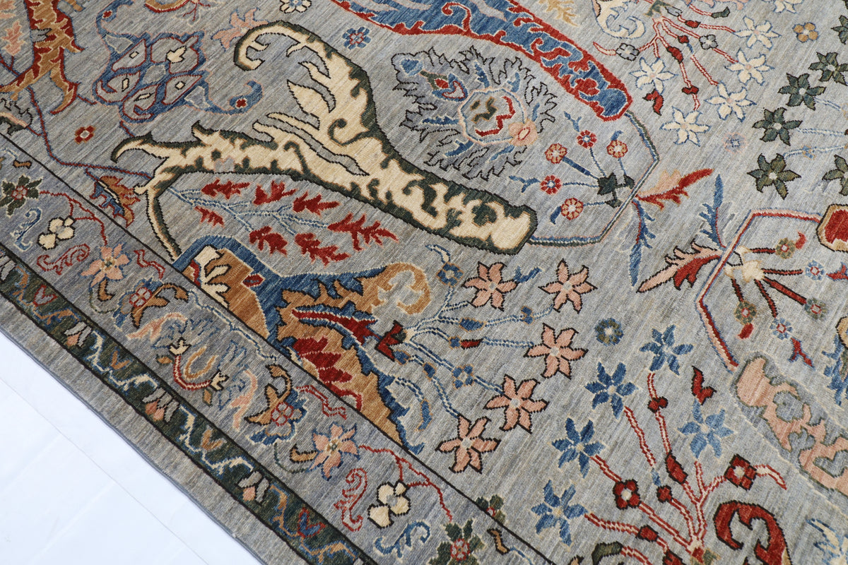272 x 362 cm | kawros Gray Design Hand Knotted veg Dye Wool Afghan Carpet