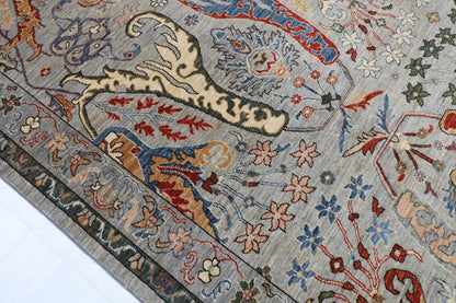 272 x 362 cm | kawros Gray Design Hand Knotted veg Dye Wool Afghan Carpet