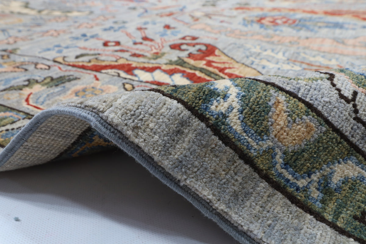 272 x 362 cm | kawros Gray Design Hand Knotted veg Dye Wool Afghan Carpet