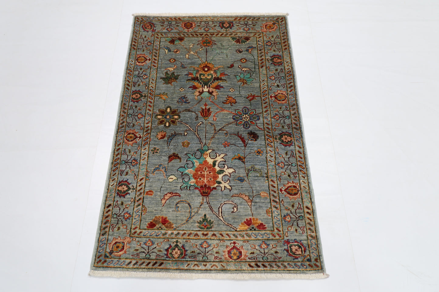 82 x 127 cm | Tribal Gray Area Rug Afghan Hand Knotted veg Dye Wool carpet