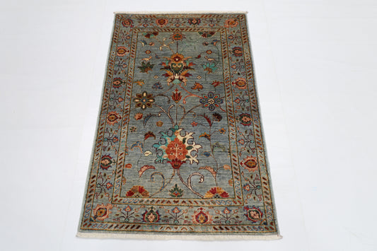 82 x 127 cm | Tribal Gray Area Rug Afghan Hand Knotted veg Dye Wool carpet