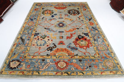 244 x 296 cm | Oushak Design Hand Knotted veg Dye Wool Afghan Carpet