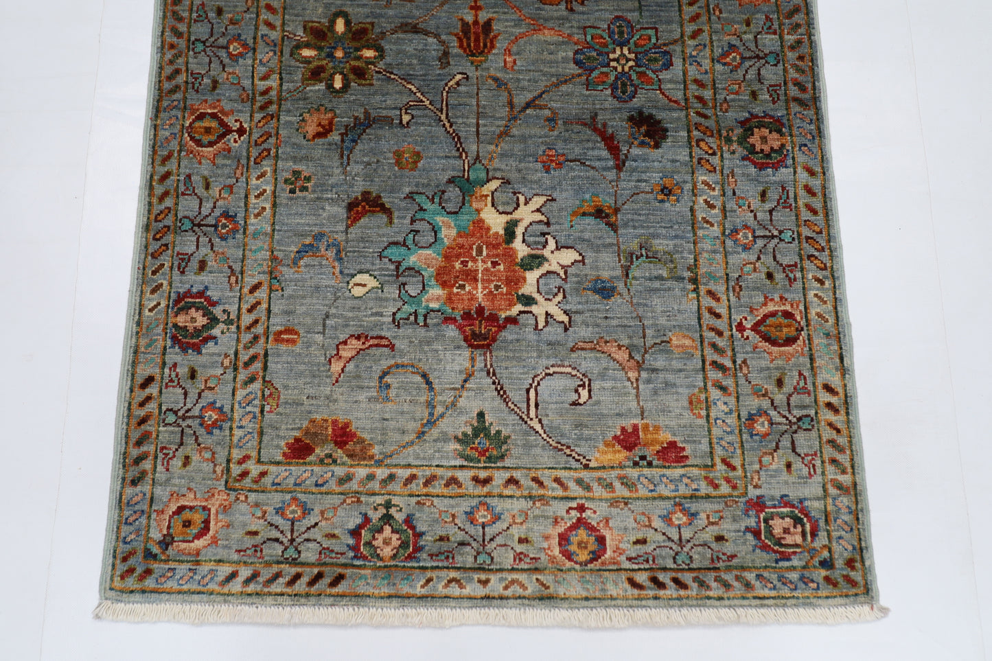 82 x 127 cm | Tribal Gray Area Rug Afghan Hand Knotted veg Dye Wool carpet