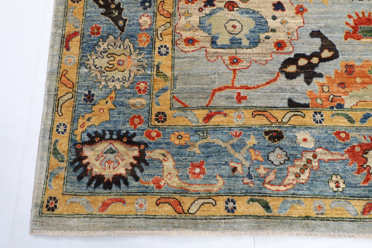 244 x 296 cm | Oushak Design Hand Knotted veg Dye Wool Afghan Carpet