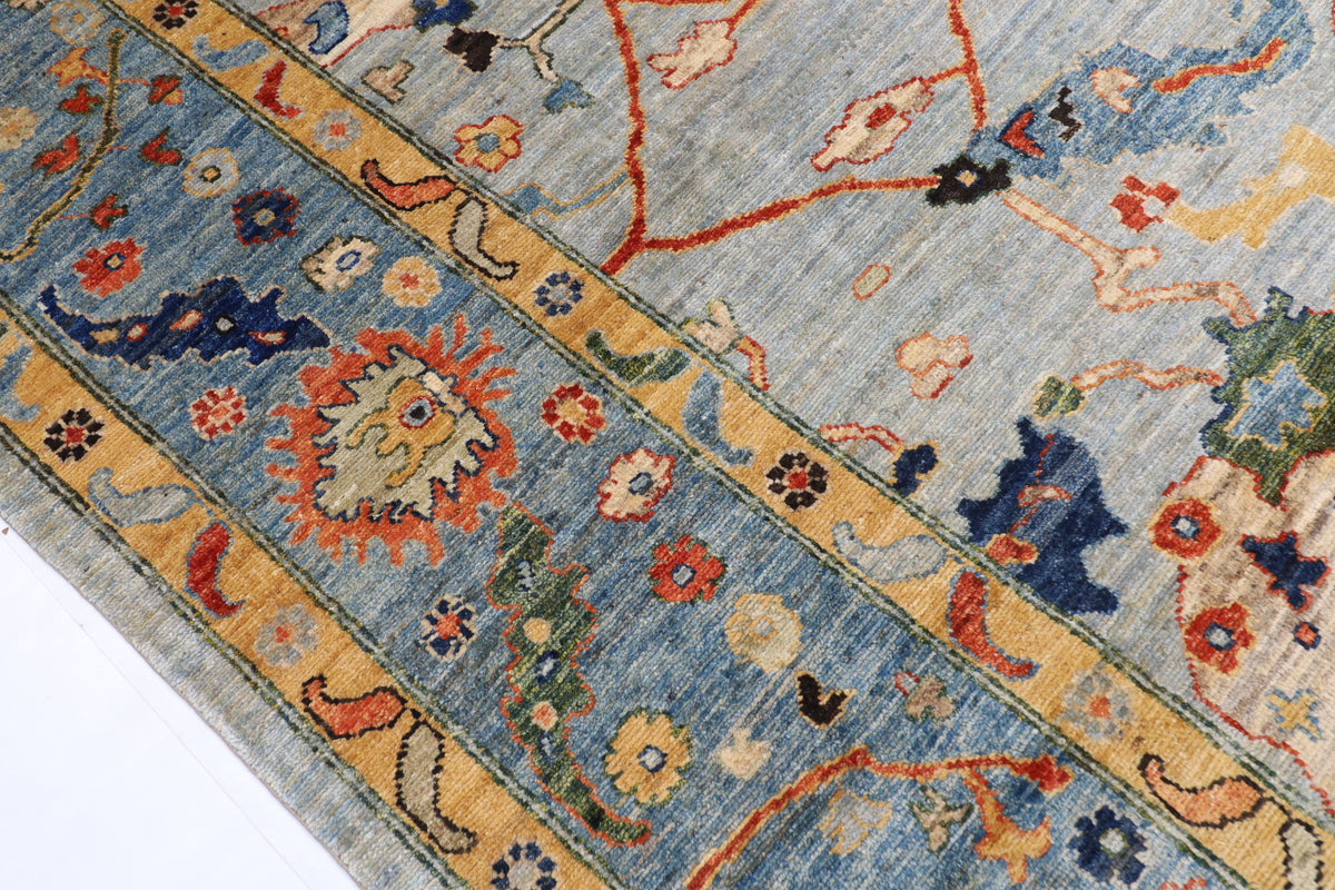 244 x 296 cm | Oushak Design Hand Knotted veg Dye Wool Afghan Carpet