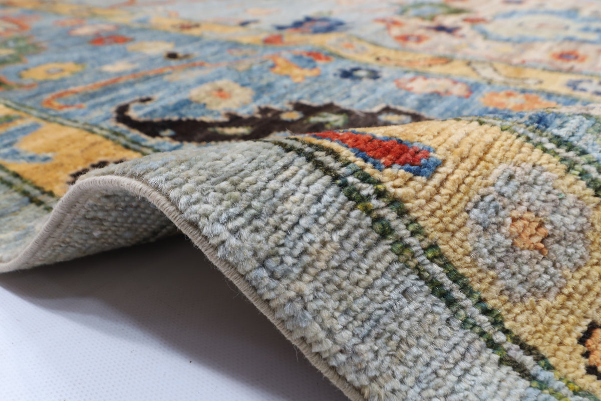 244 x 296 cm | Oushak Design Hand Knotted veg Dye Wool Afghan Carpet