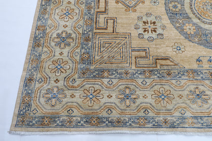 310 x 413 cm | Oriental Geometric Beige Area Rug Afghan Hand Knotted Veg Dye Wool carpet