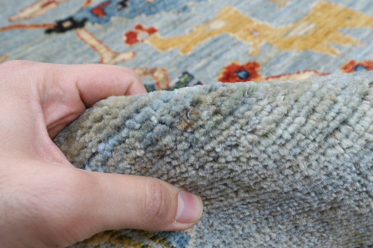 244 x 296 cm | Oushak Design Hand Knotted veg Dye Wool Afghan Carpet